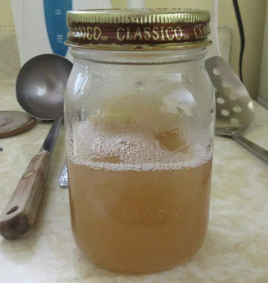 Syrup poured into jar